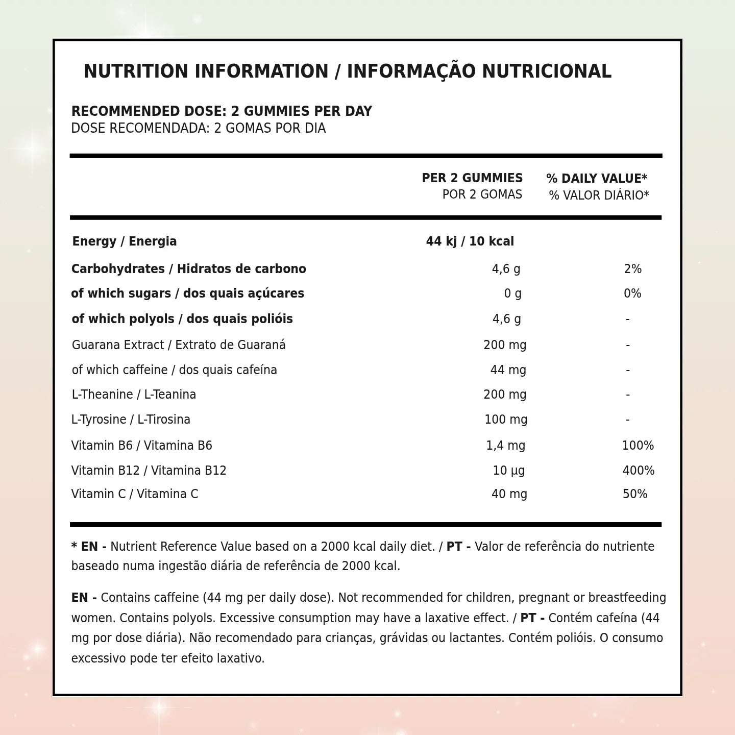 Gomas de Energia com Guaraná