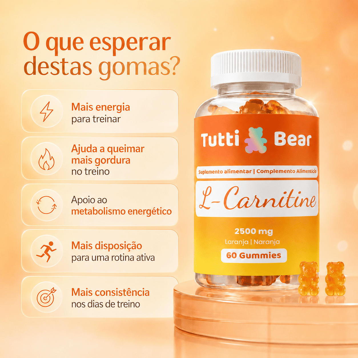 l carnitina pré treino Gomas de L-Carnitina (2500mg) – Energia & Pré-Treino